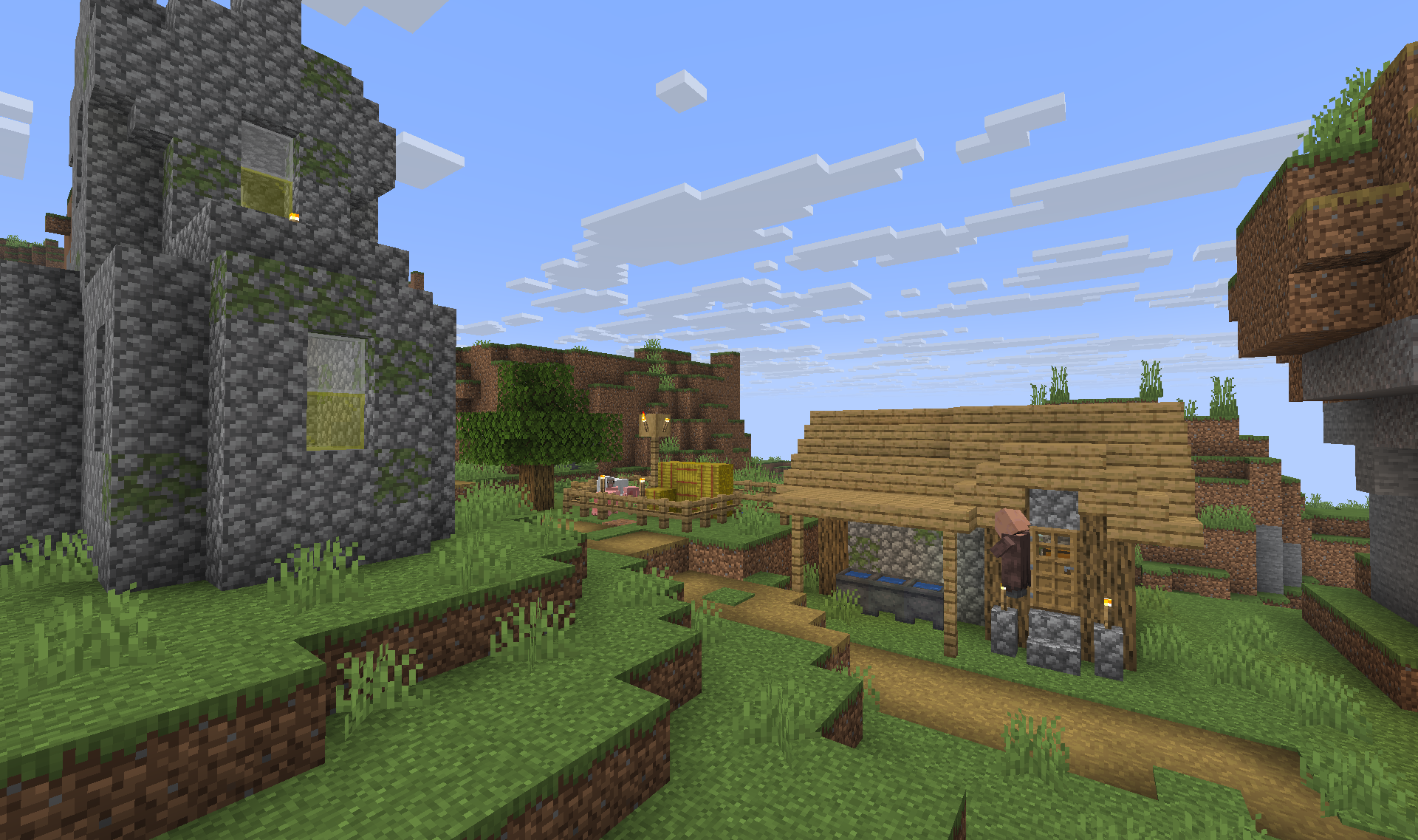 Minecraft Plains Village - Settlement with houses and farms